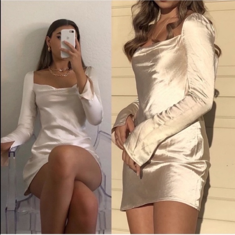 COPY - Princess Polly Champange  satiny mini dress* NEW